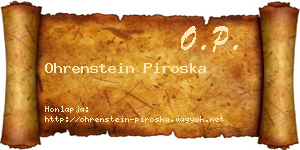 Ohrenstein Piroska névjegykártya
